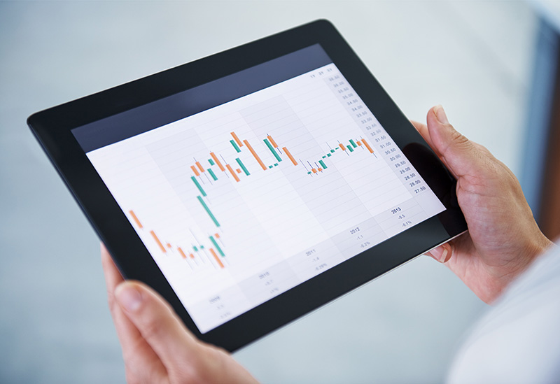 Tablet com gráfico